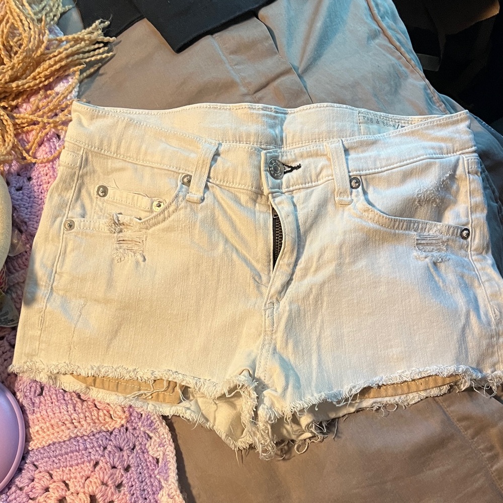 rag & bone Cream Jean Shorts